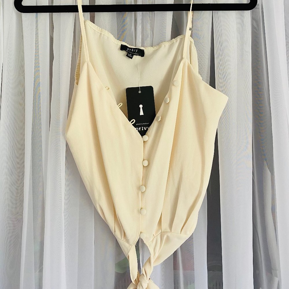 Privy Cream Tie Tank Top